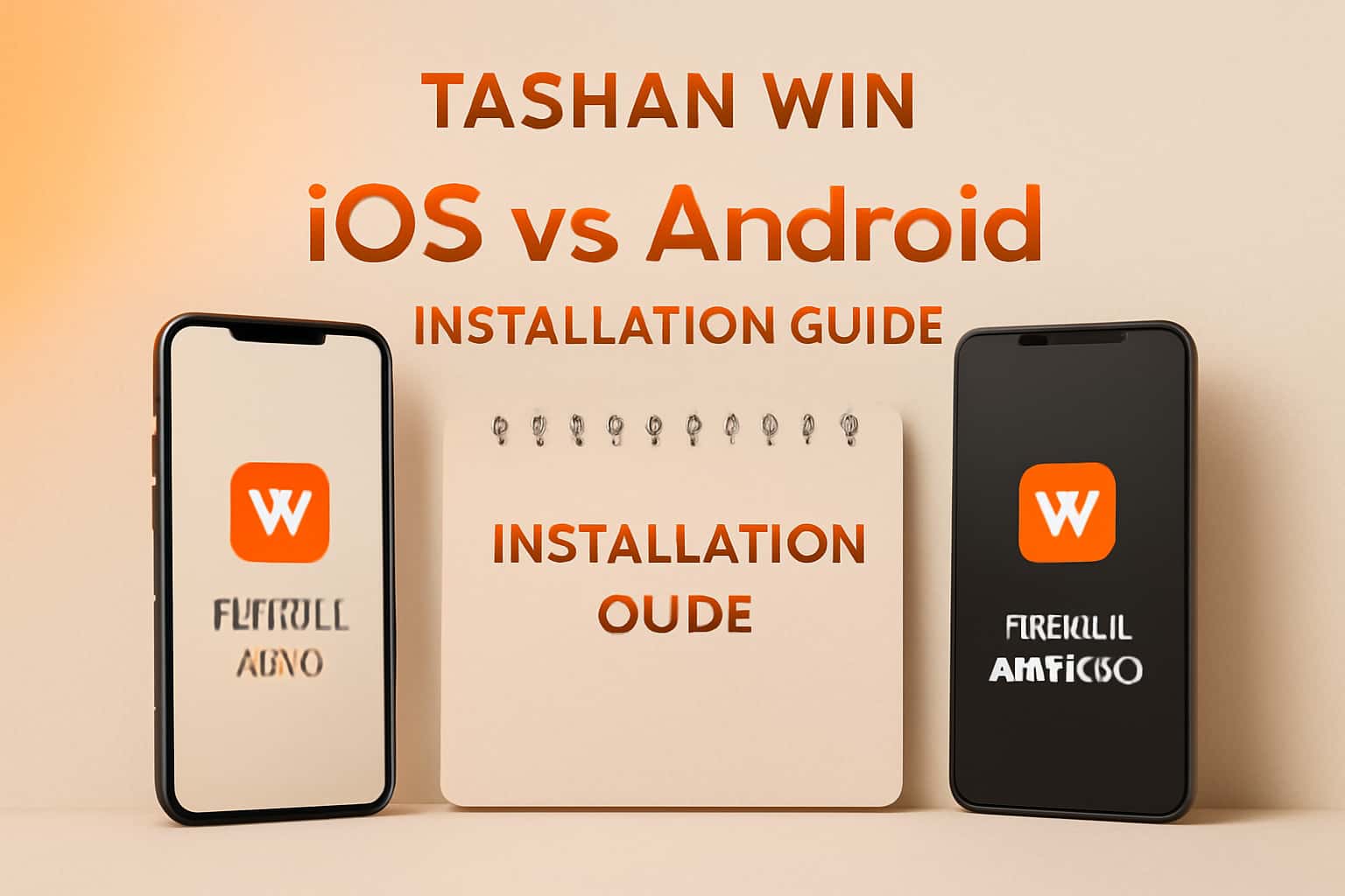 An image illustrating the installation guide for Tashan Win on iOS and Android.